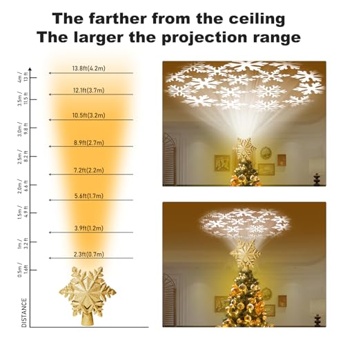 Silver 3D Glitter Christmas Tree Topper with LED Rotating Lights Q176