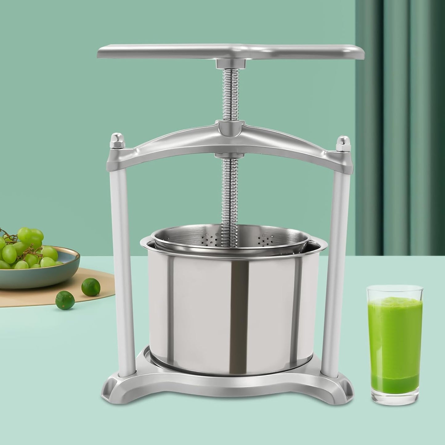 Fruit Wine Press Manual Stainless Steel with T-Handle X16717
