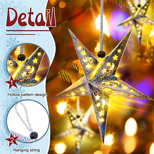 Christmas Paper Star Lanterns with LED Lights Hanging Decor W2538