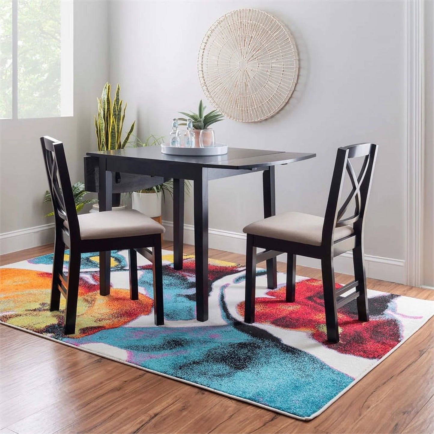 Square Wood Drop Leaf Table in Black O4185