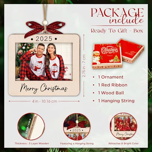 Christmas Ornament Picture Frame - Wooden Landscape Photo Frame for Tree U75225