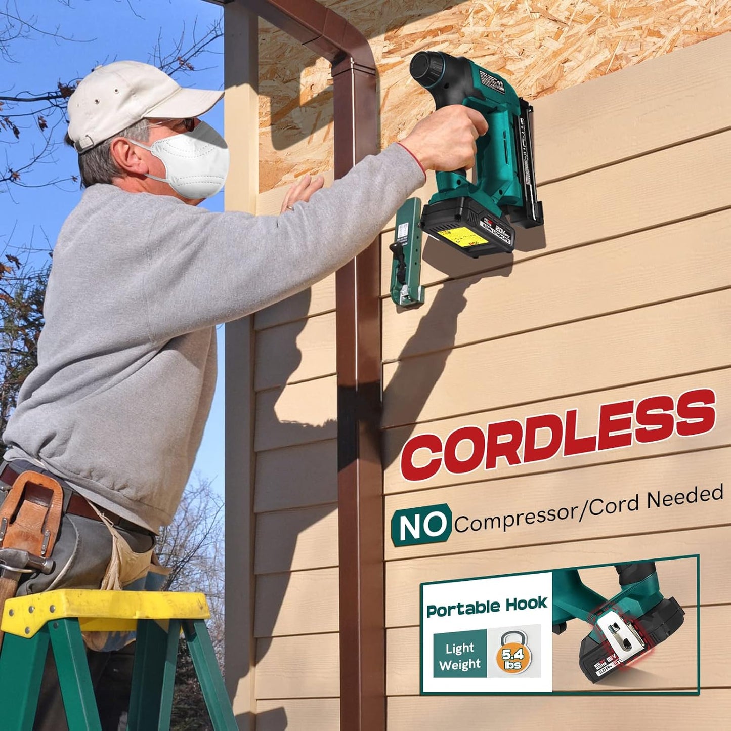 Cordless Brad Nailer and Staple Gun with Battery and Charger Y101