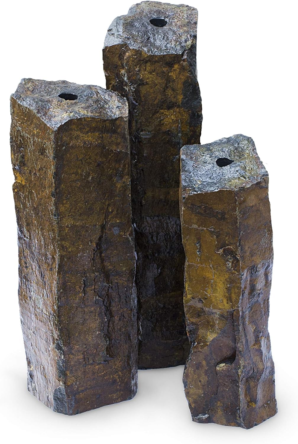 Mongolian Basalt Stone Fountain Columns, Set of 3 Y6366