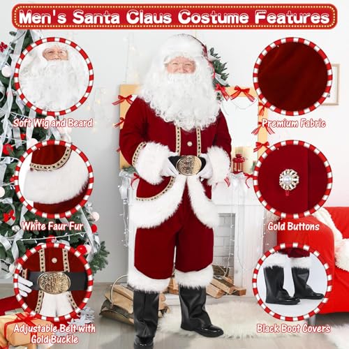Men's Santa Costume Set Adult 11 Pcs Velvet H847