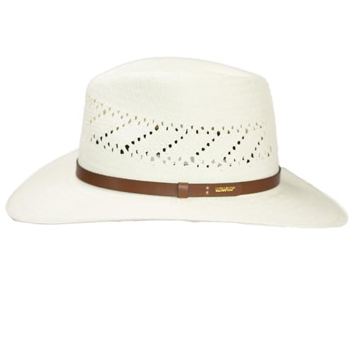Vented Panama Straw Fedora Hat U64374