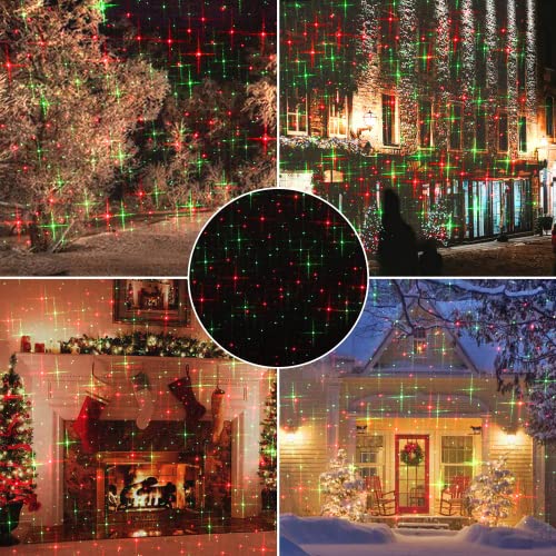 Christmas Projector Lights Outdoor Red Green Starry Waterproof Plug in T272869