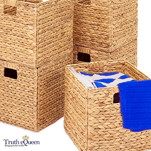Wicker Storage Baskets for Shelves, 12x12x12 In, 6Pcs U7792