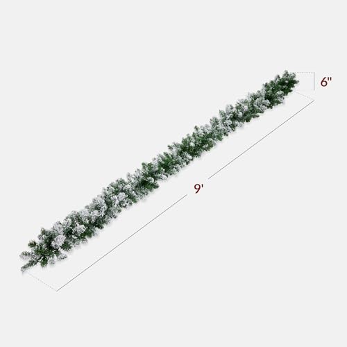 9ft Pre-Lit Christmas Garland for Stairs, Fireplace with 50 Lights W212