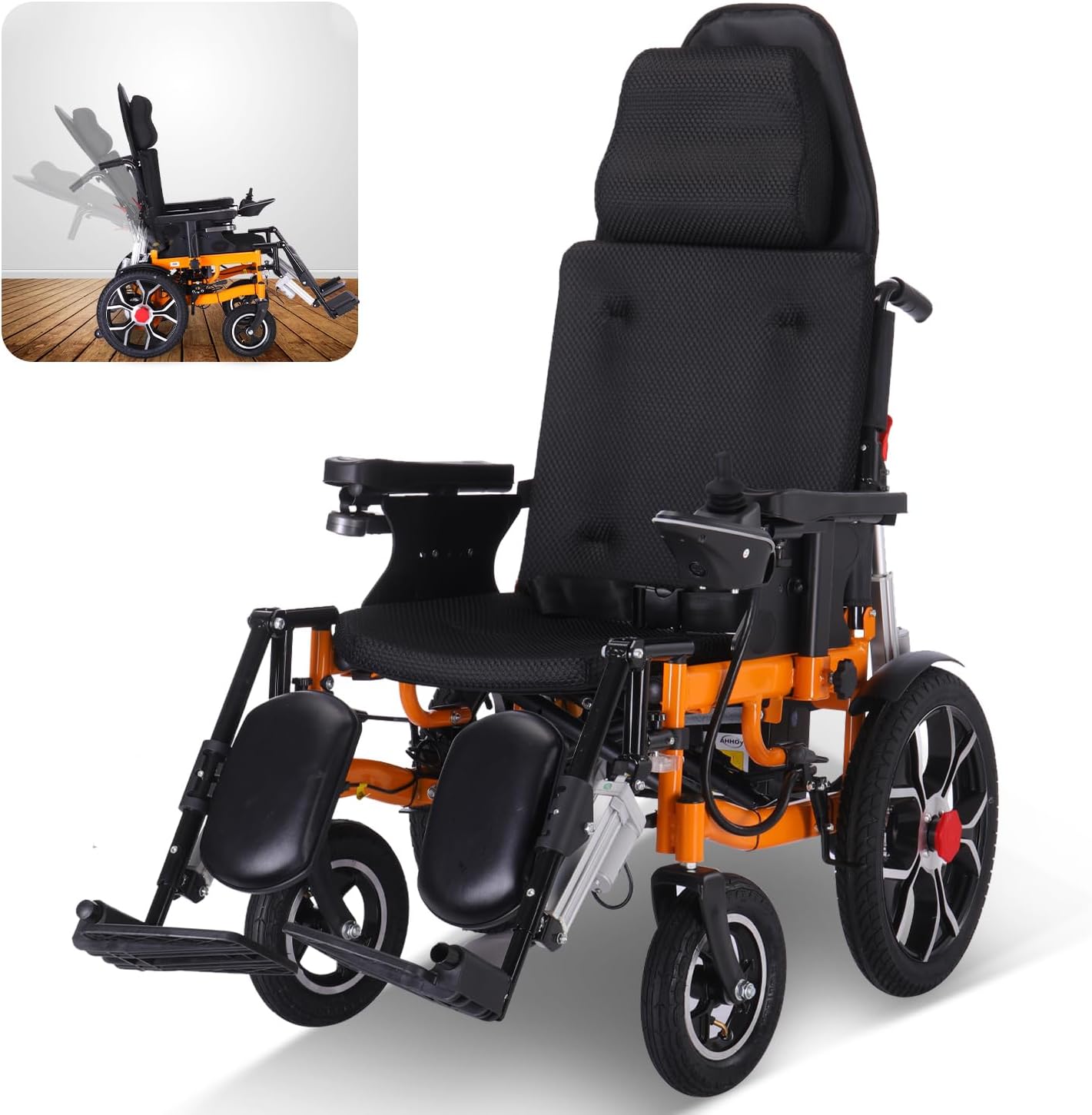 Reclining Electric Wheelchair for Adults Lightweight Foldable,20" Seat Width All Terrain Motorized Wheelchair for Seniors Portable,20 Miles Long Travel Range Power Wheelchair-Airline Approved