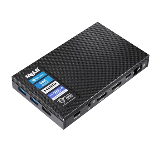 MeLE Fanless N100 Mini PC Windows 11 Pro 16GB Ram 512GB ROM Micro PC Quieter4C 2X HDMI 4K USB-C Triple Display 2.4G/5G WiFi BT5.1 GbE Small Desktop Computer on Business Home IoT NAS Astrophotography