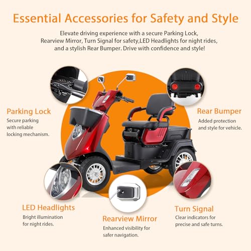 Heavy-Duty 4-Wheel Mobility Scooter for Seniors, 500 lbs Capacity, 3-Speed Mode C58154