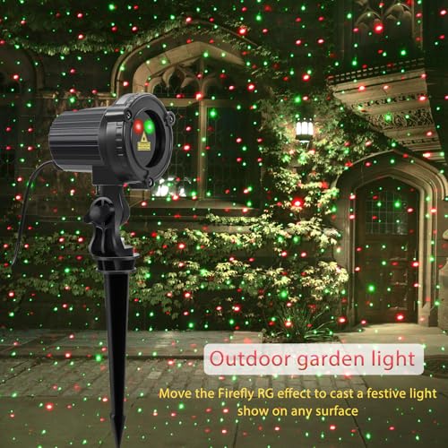 Laser Christmas Projector Lights Outdoor, Red and Green Stars, IP65 Waterproof H73494