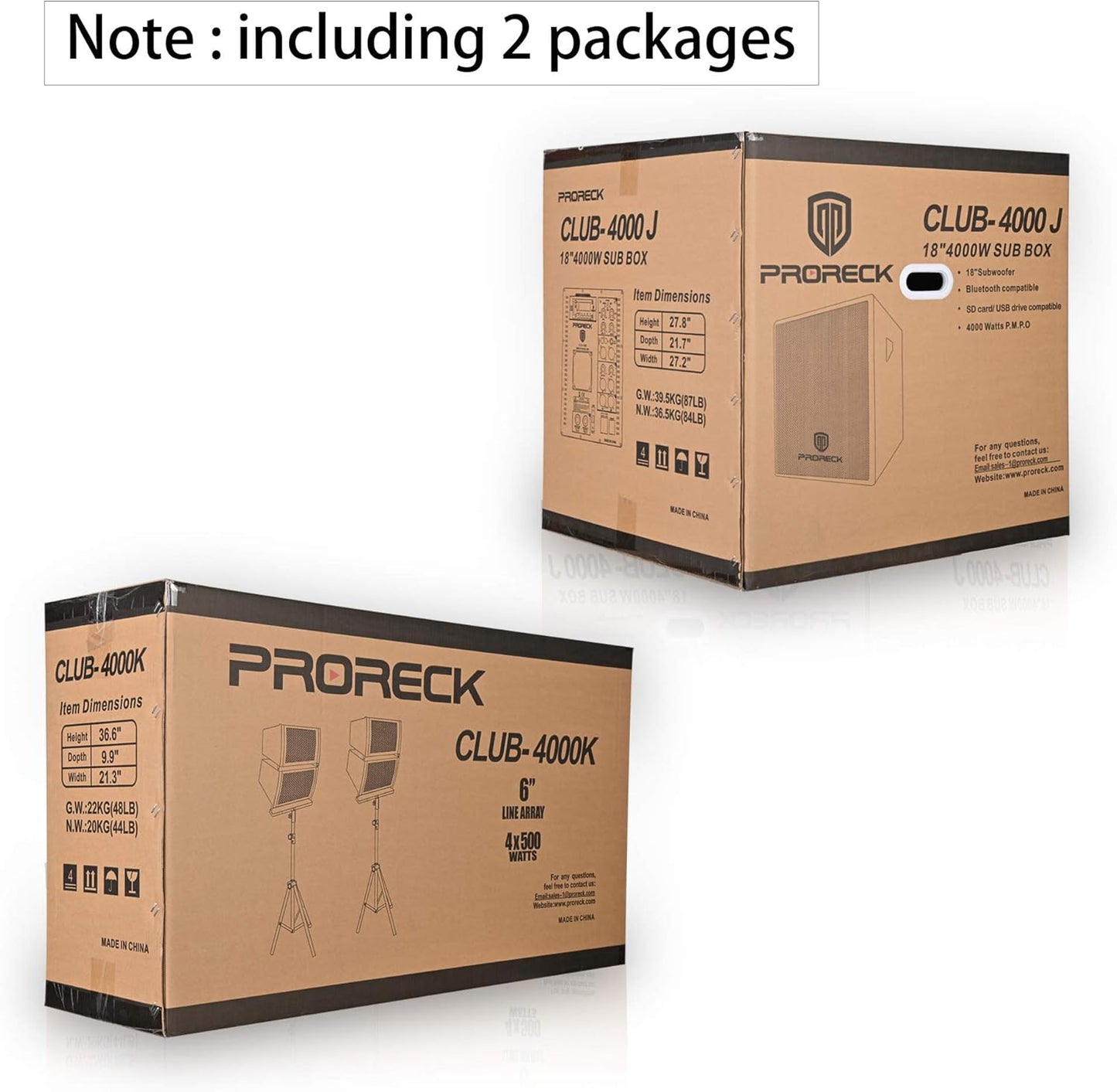 18-inch 4000W Powered PA Speaker System with Active Subwoofer, Bluetooth and USB P616
