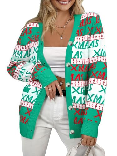 Funny Christmas Cardigan for Women Open Front Knit Coat U698