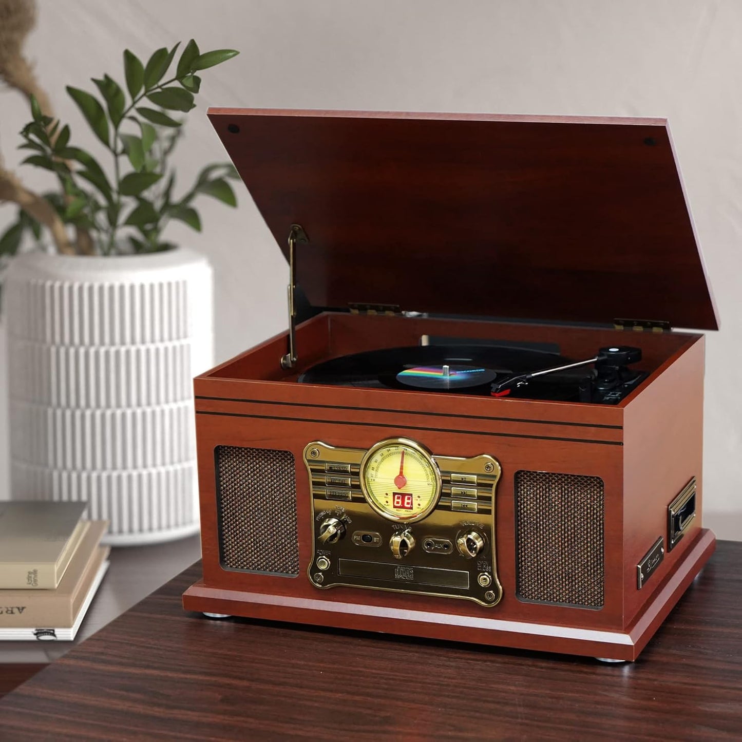 Bluetooth Record Player, 3-Speed Turntable with Speakers, LP to MP3 Converter P39757