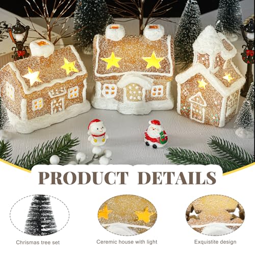 LED Christmas Gingerbread Village Set with Houses and Trees X912
