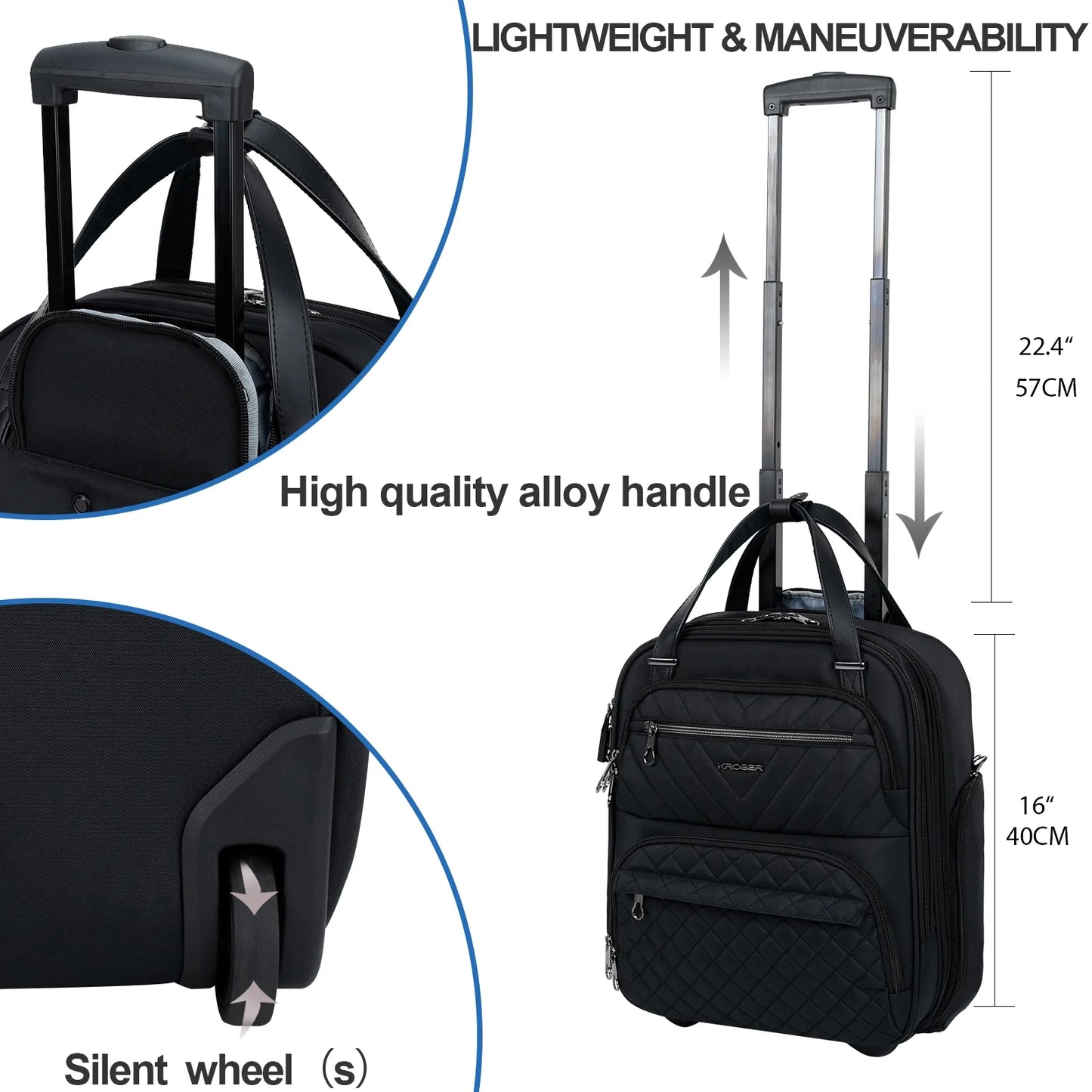 Carry On Underseat 16-inch Lightweight Suitcase, Black G88800