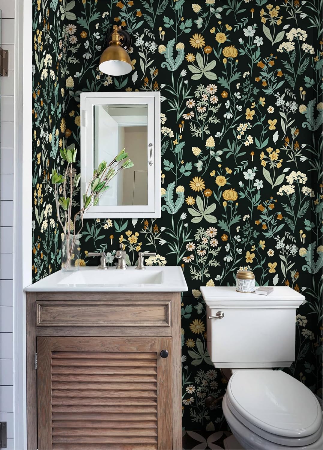 Dark Wild Floral Peel and Stick Wallpaper K742513