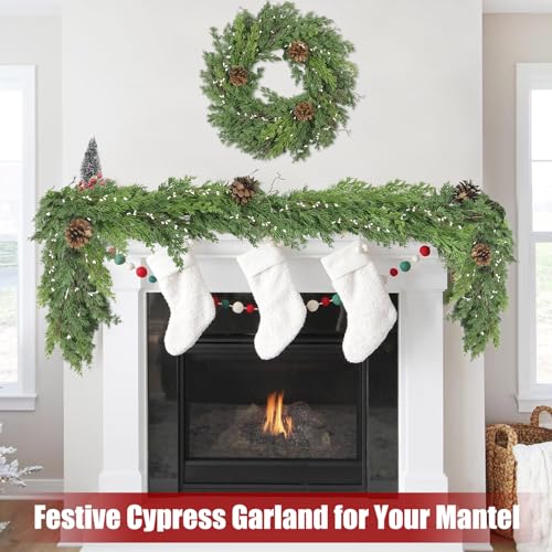 6 ft Christmas Cedar Garland - Realistic Greenery Cypress Artificial Pine Decor K327944