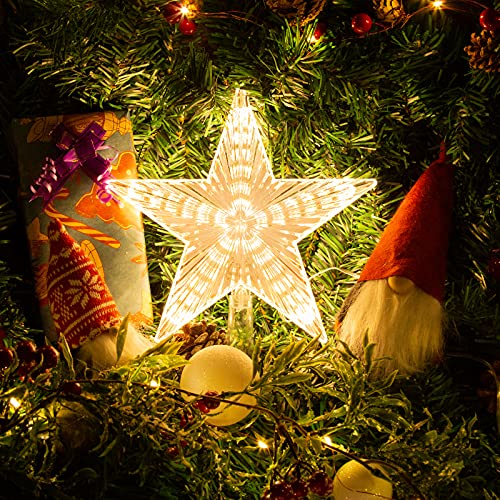 Christmas Tree Topper Star with Warm White Light, 8.7 Inch Q202