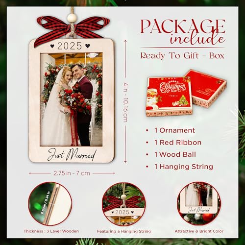 Christmas Ornament Picture Frame - Wooden Landscape Photo Frame for Tree U75225