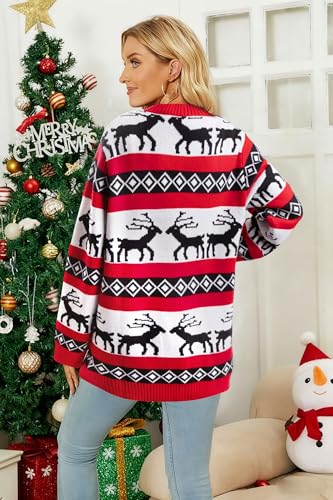 Funny Christmas Cardigan for Women Open Front Knit Coat U698