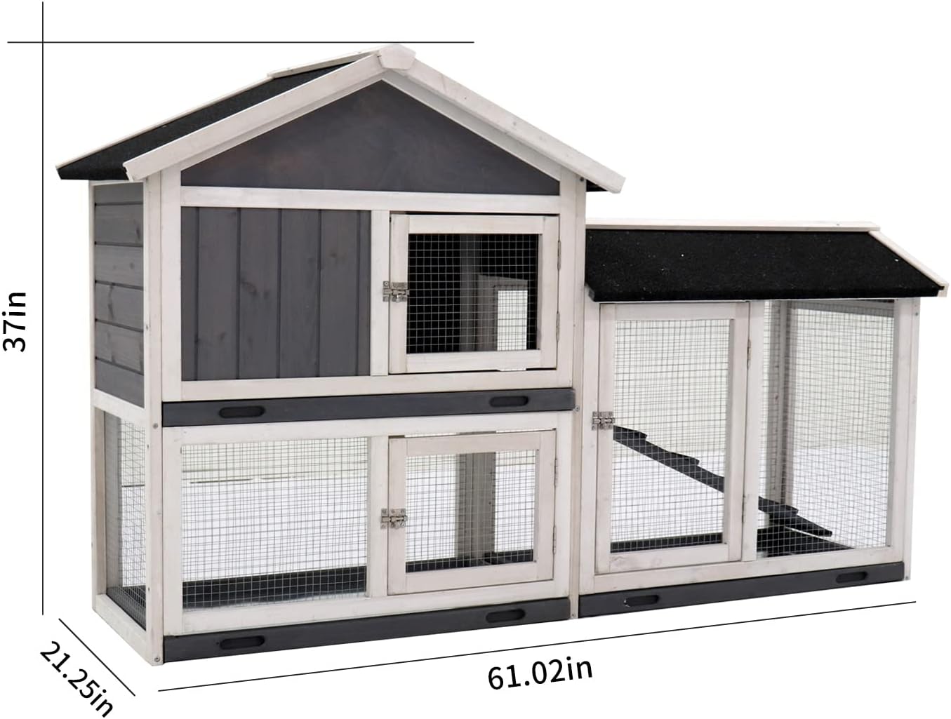 Rabbit Hutch with Run, No Leak Tray, UV Panel K6271