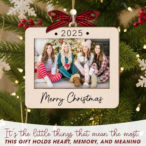Christmas Ornament Picture Frame - Wooden Landscape Photo Frame for Tree U75225
