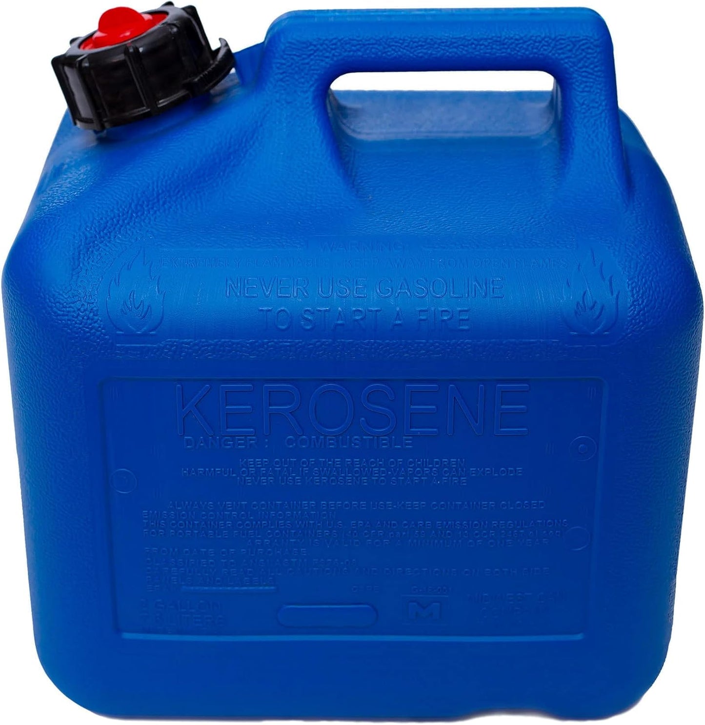 2-Gallon EPA & CARB Compliant Kerosene Gas Can Fuel Container with Flame Shield, Blue (4 Pack) Z3819