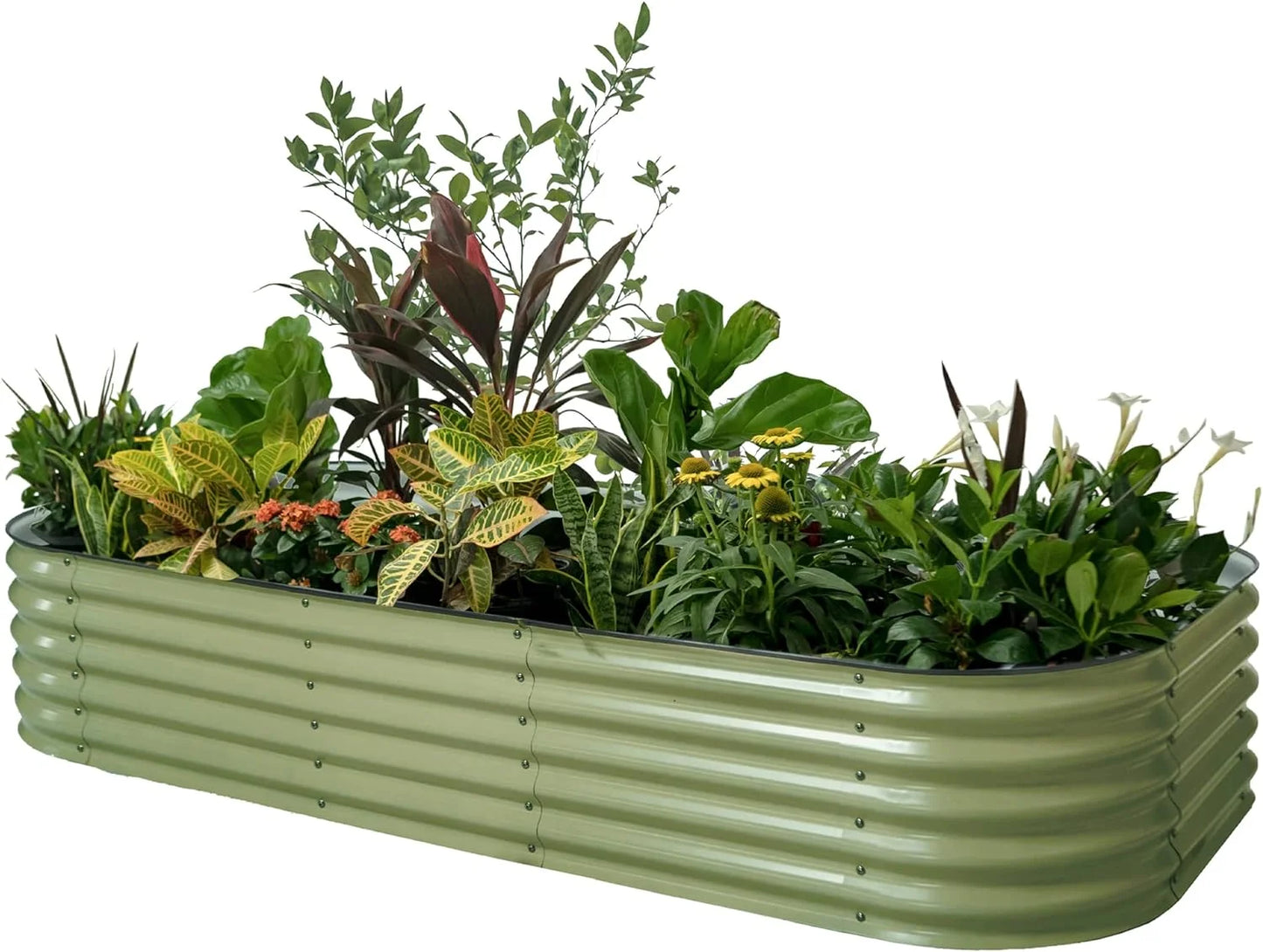 Vego Garden 17" 10 in 1 9.5 ftx2.5 ft / 8 ft x 4 ft Modular Metal Raised Gardening Bed Olive Green