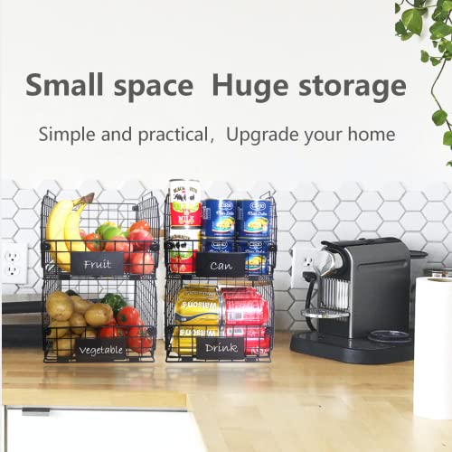 Wire Stackable Baskets for Kitchen Pantry Organizing and Storage U366