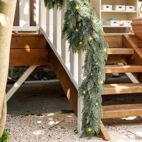 9ft Prelit Faux Pine Garland with Lights for Mantle Q9088