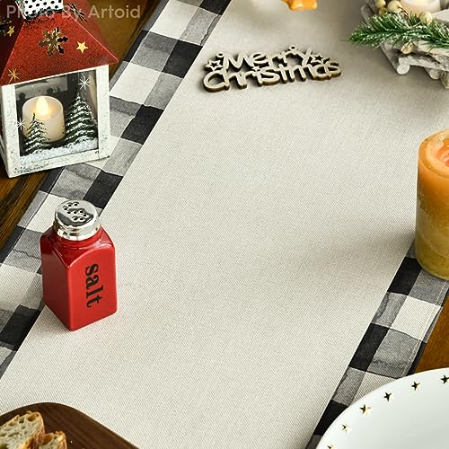 Buffalo Plaid Christmas Trees Table Runner, Winter Holiday Kitchen Dining Decor, 13 x 108 Inch A940