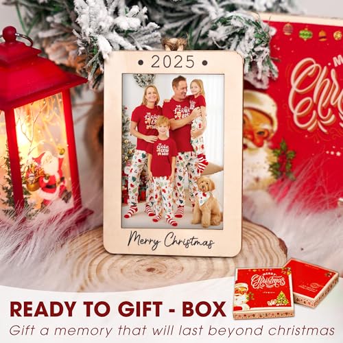 Christmas Ornament Picture Frame - Wooden Landscape Photo Frame for Tree U75225