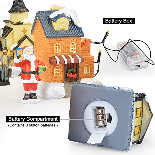 LED Lighted Christmas Village Houses with Figurines W3238