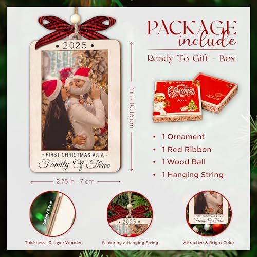 Christmas Ornament Picture Frame - Wooden Landscape Photo Frame for Tree U75225