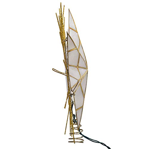 12" 7-Point Capiz Lighted Christmas Tree Star Topper with Wire Rays Accent U6010