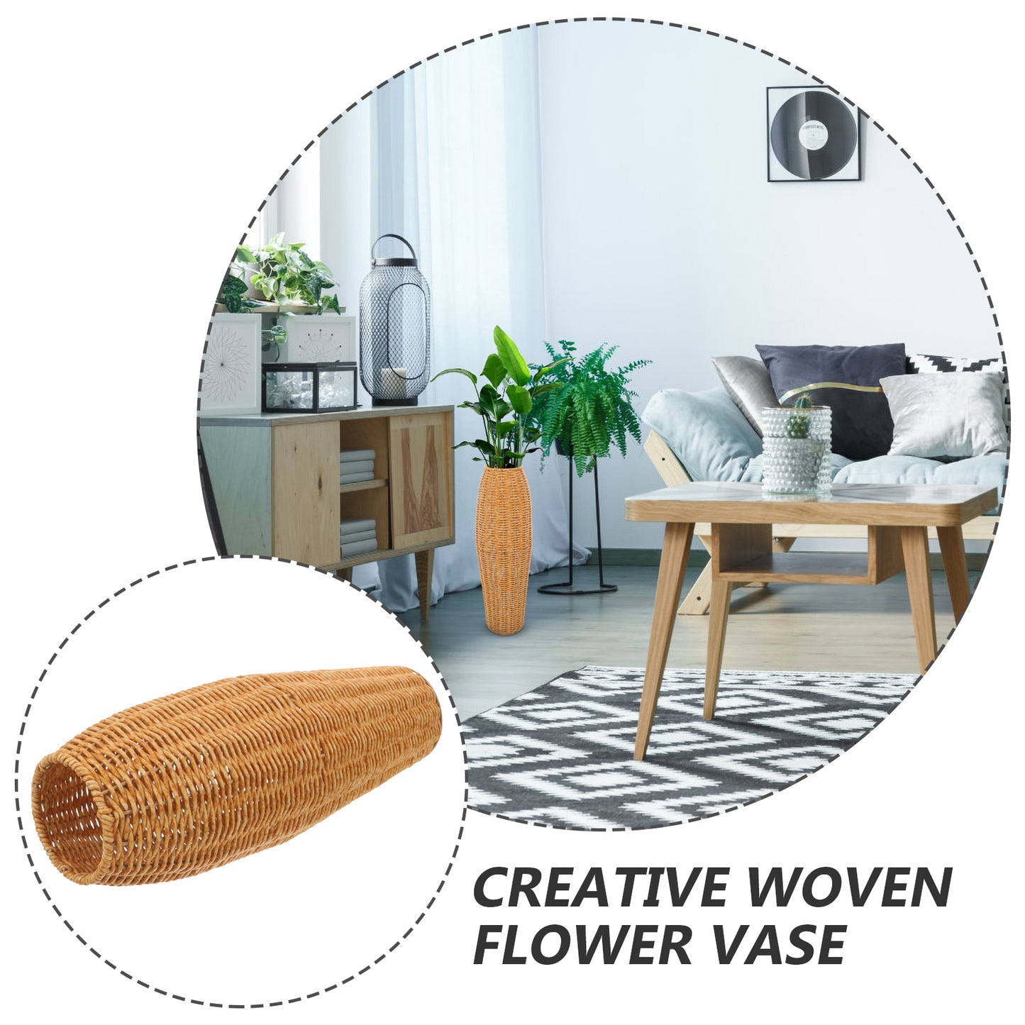Woven Vase Rustic Decor for Dried Flowers U50680