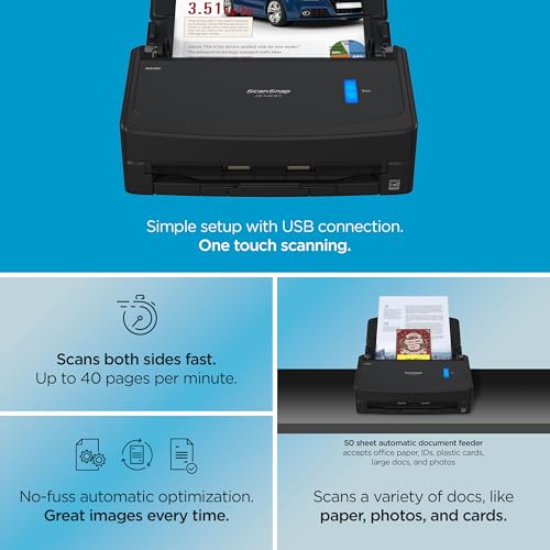 Document Scanner with Auto Document Feeder for Mac or PC, Black S90293
