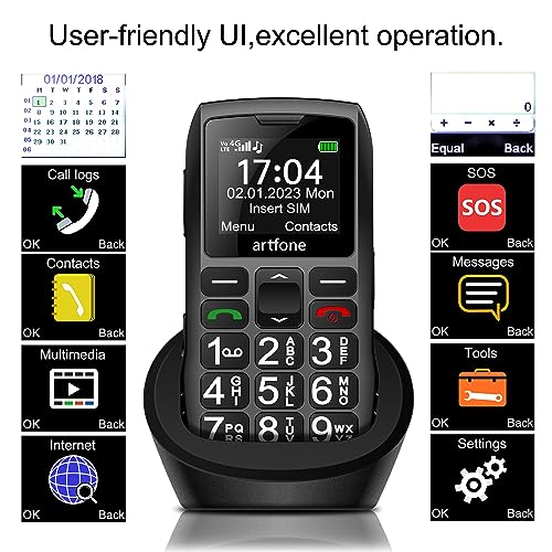 Unlocked Big Button 4G LTE Cell Phone for Seniors with SOS and USB-C Charging T176
