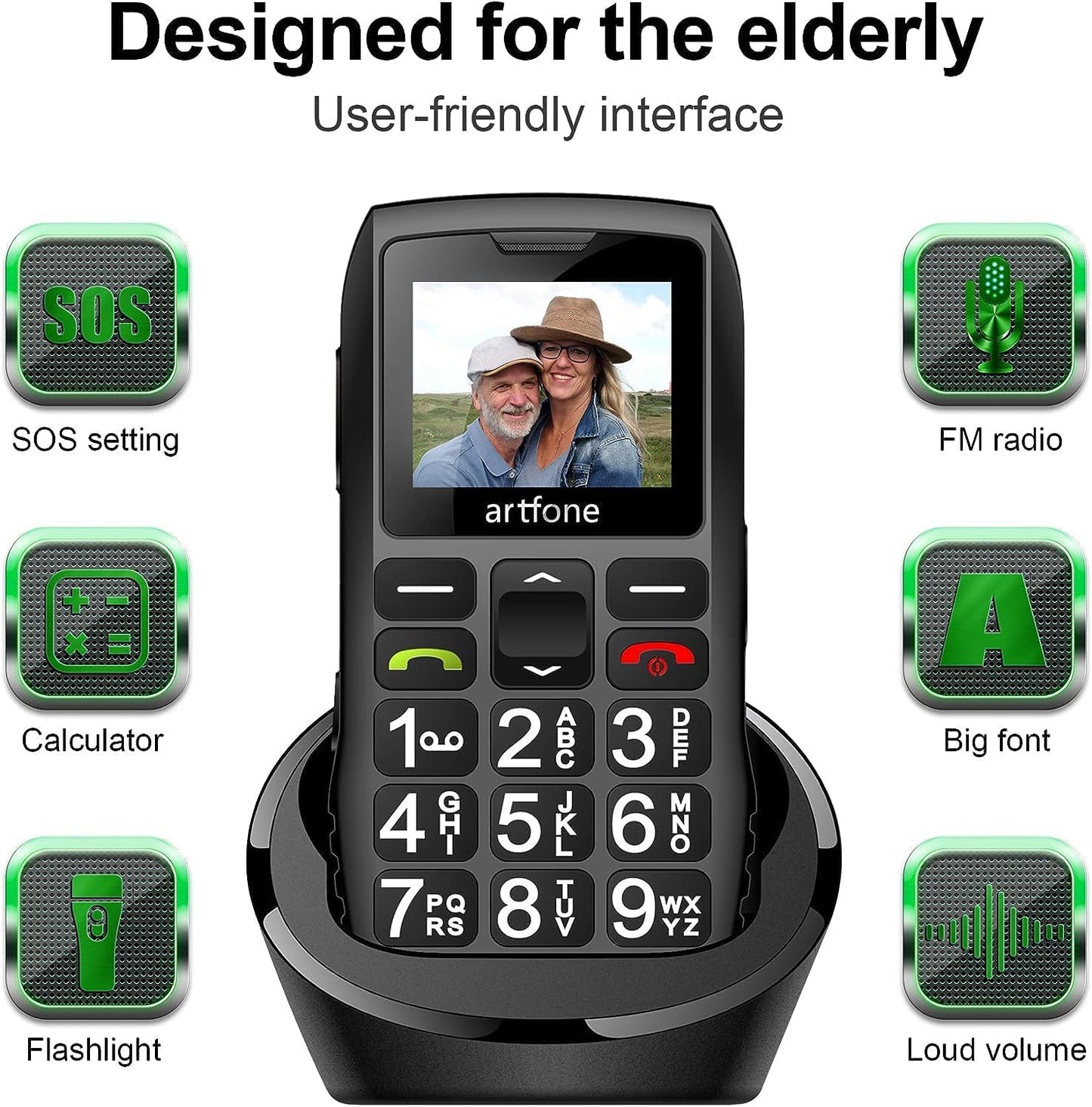 Big Button 4G Senior Phone with SOS, Loud Volume, and Charging Dock S36305