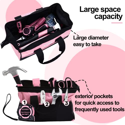 Pink Tool Bag, 13 Inch with 12 Storage Pockets Q571145
