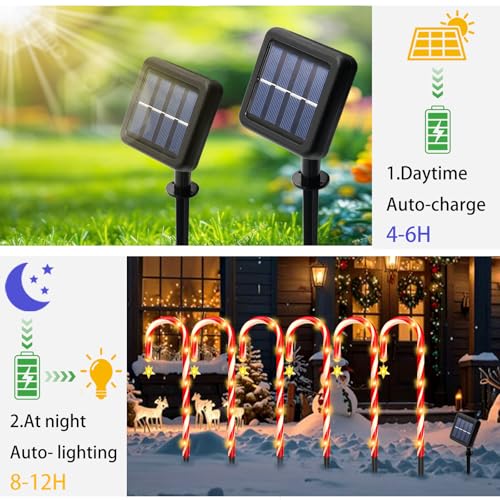 Outdoor Solar Christmas Decorations, 180 LED Candy Cane Lights, 8 Modes, Waterproof M23825