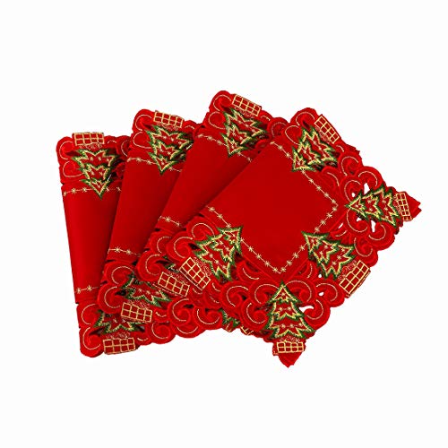 Embroidered Christmas Holly Tree Table Runner, Dresser Scarf, 16 x 72 Inch Z4281