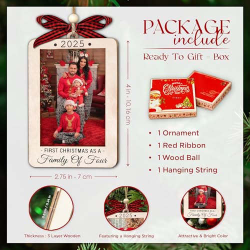 Christmas Ornament Picture Frame - Wooden Landscape Photo Frame for Tree U75225