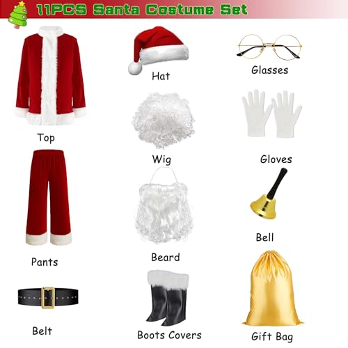 Santa Costume for Men, Christmas Claus Outfit Suit H5117