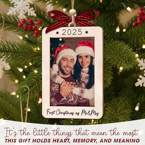 Christmas Ornament Picture Frame - Wooden Landscape Photo Frame for Tree U75225