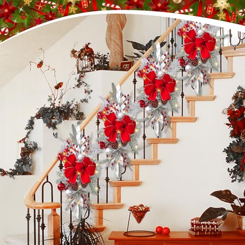 Prelit Teardrop Christmas Swag 24 Inch for Stair Window Wall Decor L4230