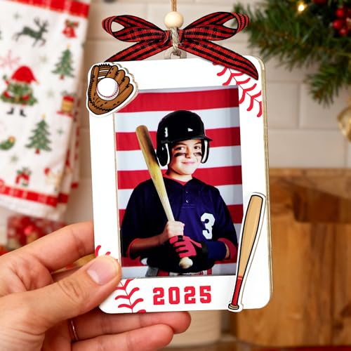 Christmas Ornament Picture Frame - Wooden Landscape Photo Frame for Tree U75225