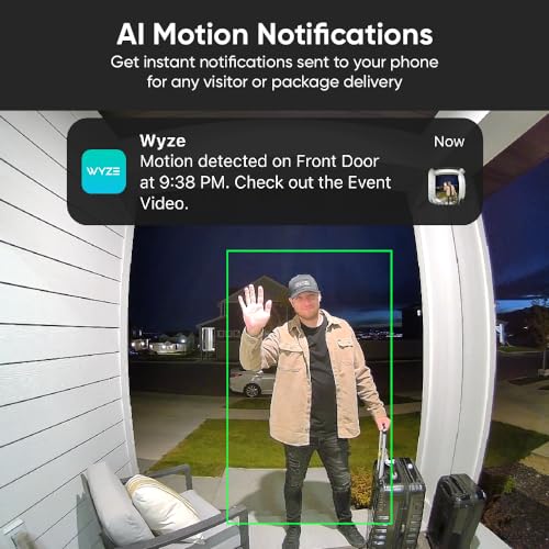 Video Doorbell v2, 2K Video, Two-Way Audio, Color Night Vision, Weatherproof, Works with Alexa & Google Assistant Y69495